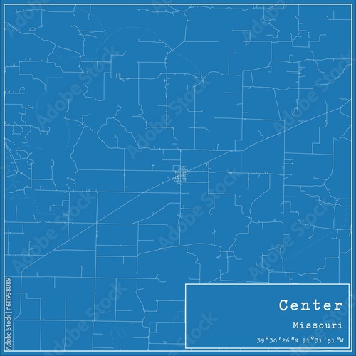 Blueprint US city map of Center  Missouri.