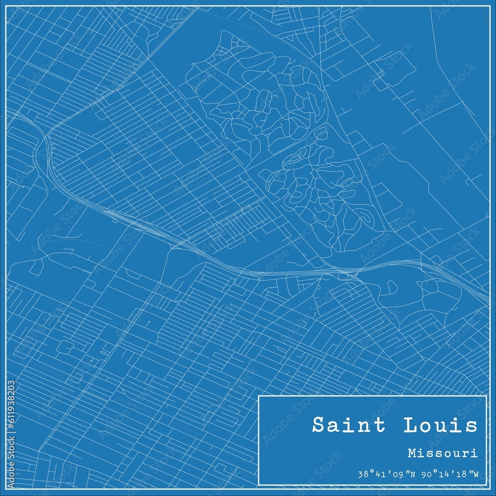 Blueprint US city map of Saint Louis, Missouri. Blueprint US city map of Saint Louis, Missouri.
