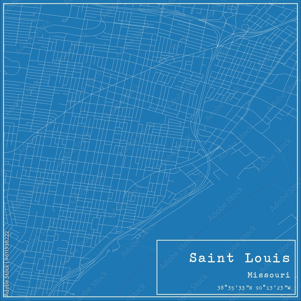Blueprint US city map of Saint Louis, Missouri. Blueprint US city map of Saint Louis, Missouri.