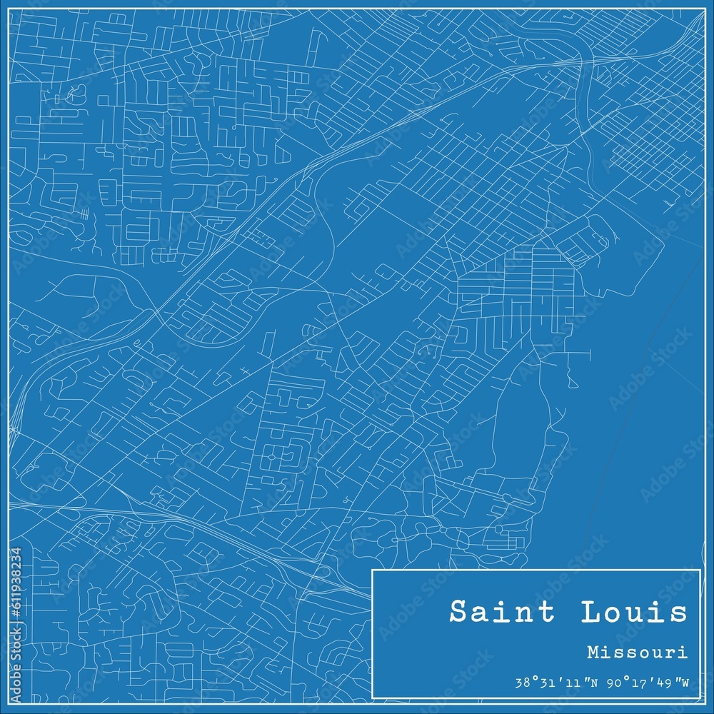 Blueprint US city map of Saint Louis, Missouri. Blueprint US city map of Saint Louis, Missouri.