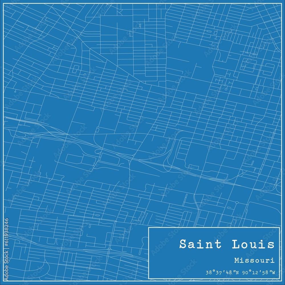 Blueprint US city map of Saint Louis, Missouri. Blueprint US city map of Saint Louis, Missouri.