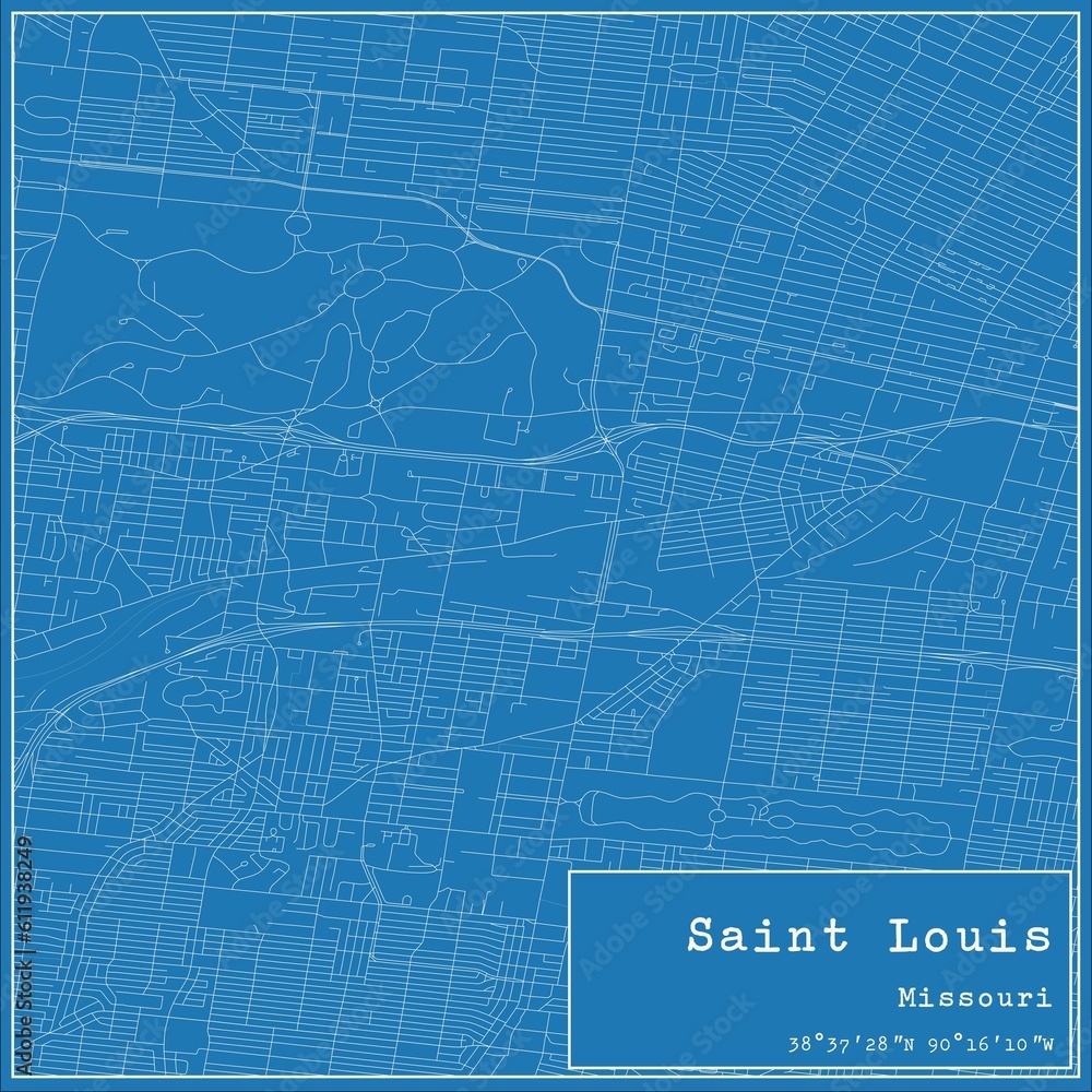 Blueprint US city map of Saint Louis, Missouri. Blueprint US city map of Saint Louis, Missouri.