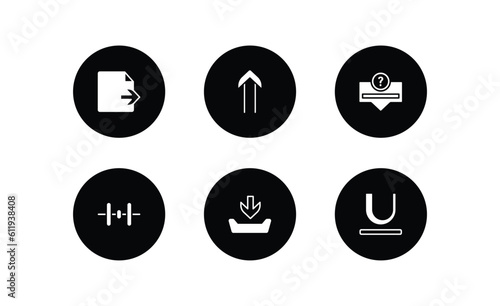 user interface filled icons set. user interface filled icons pack included export archive, slim up, question button, vertical align, file inbox, underline vector. © Farahim