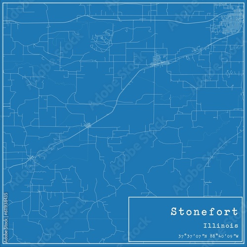 Blueprint US city map of Stonefort  Illinois.