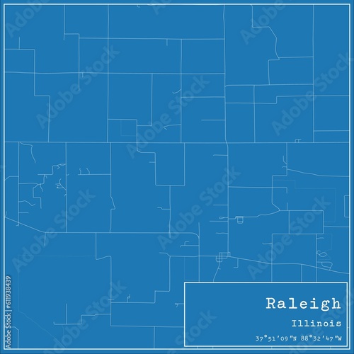Blueprint US city map of Raleigh, Illinois.