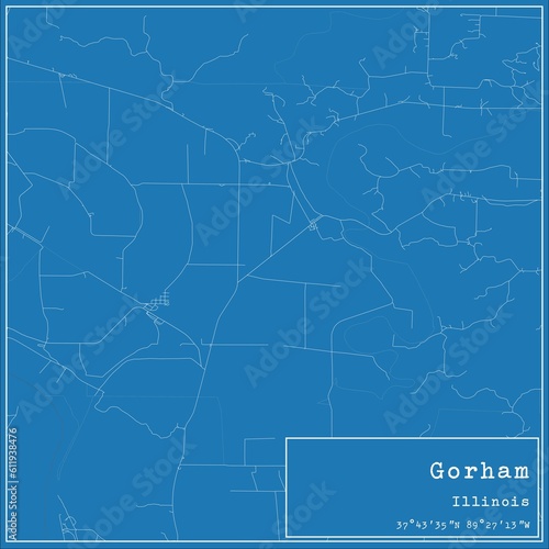 Blueprint US city map of Gorham, Illinois. photo