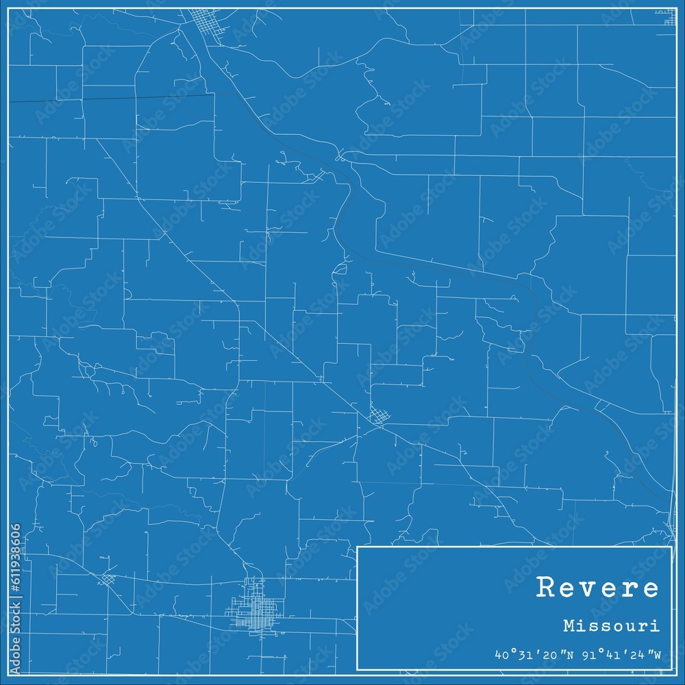 Blueprint US city map of Revere, Missouri. Blueprint US city map of Revere, Missouri.