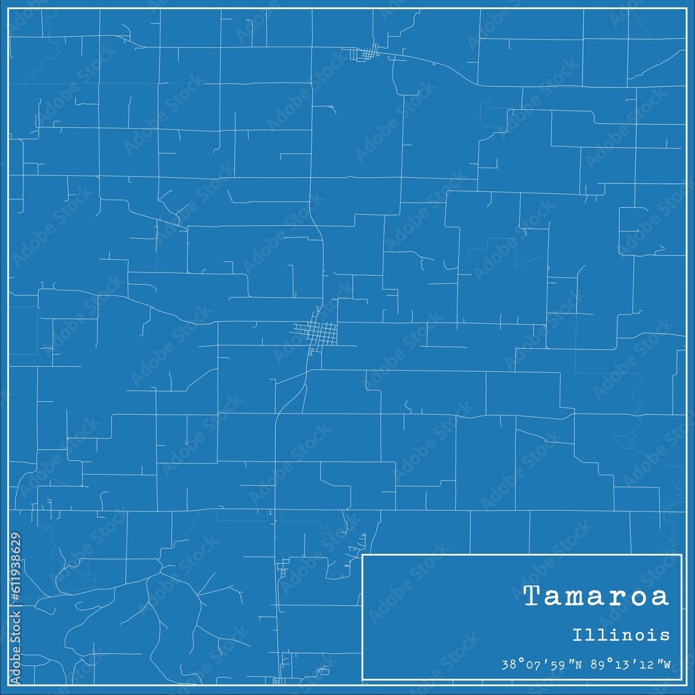 Blueprint US city map of Tamaroa, Illinois.