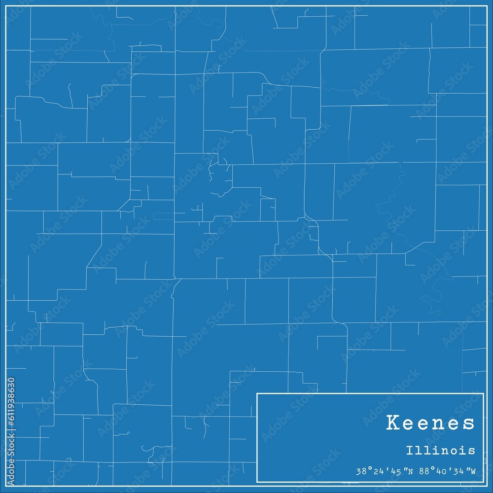 Blueprint US city map of Keenes, Illinois.
