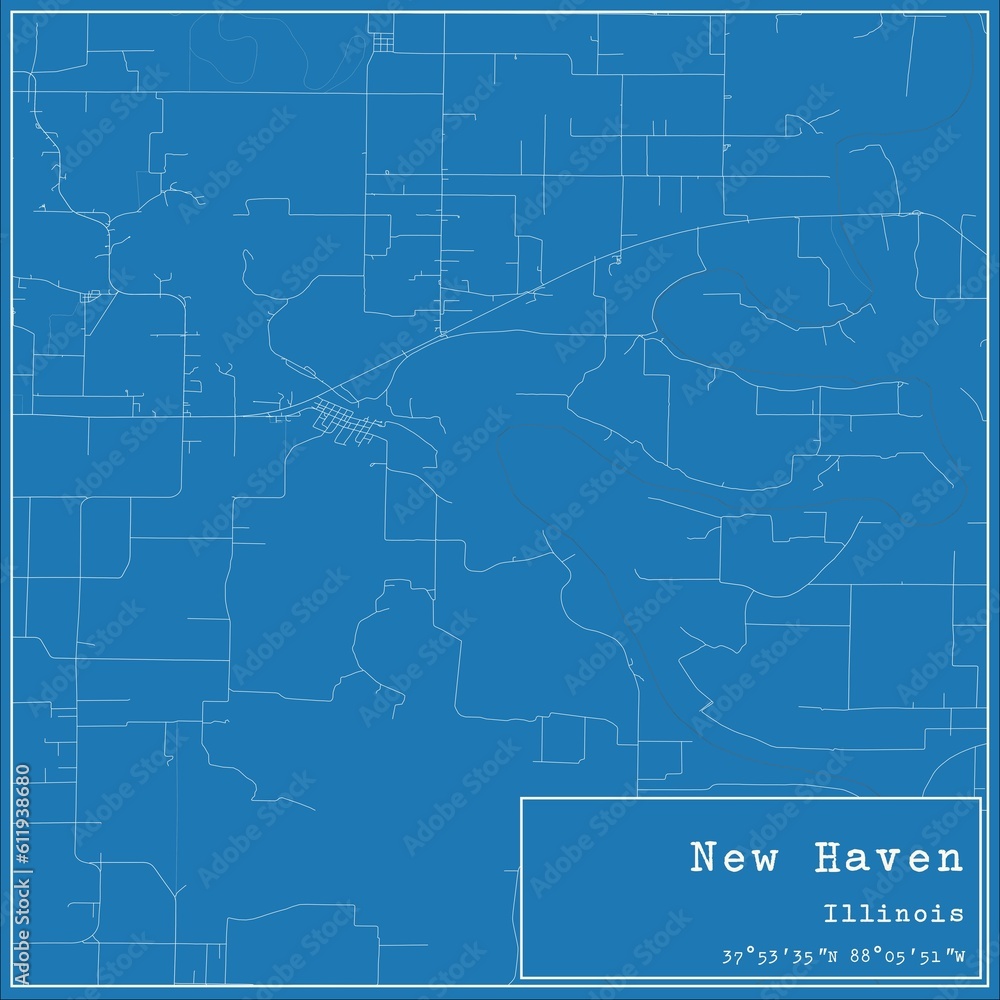 Obraz premium Blueprint US city map of New Haven, Illinois.