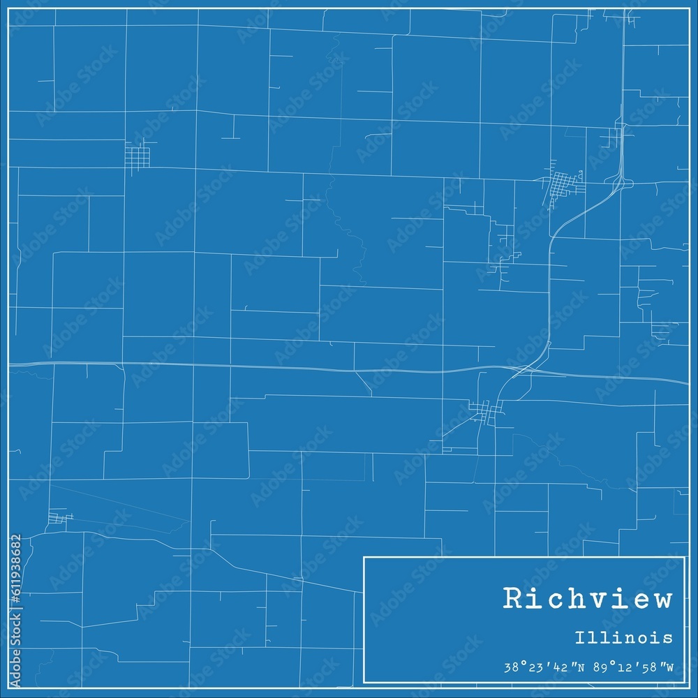 Blueprint US city map of Richview, Illinois.