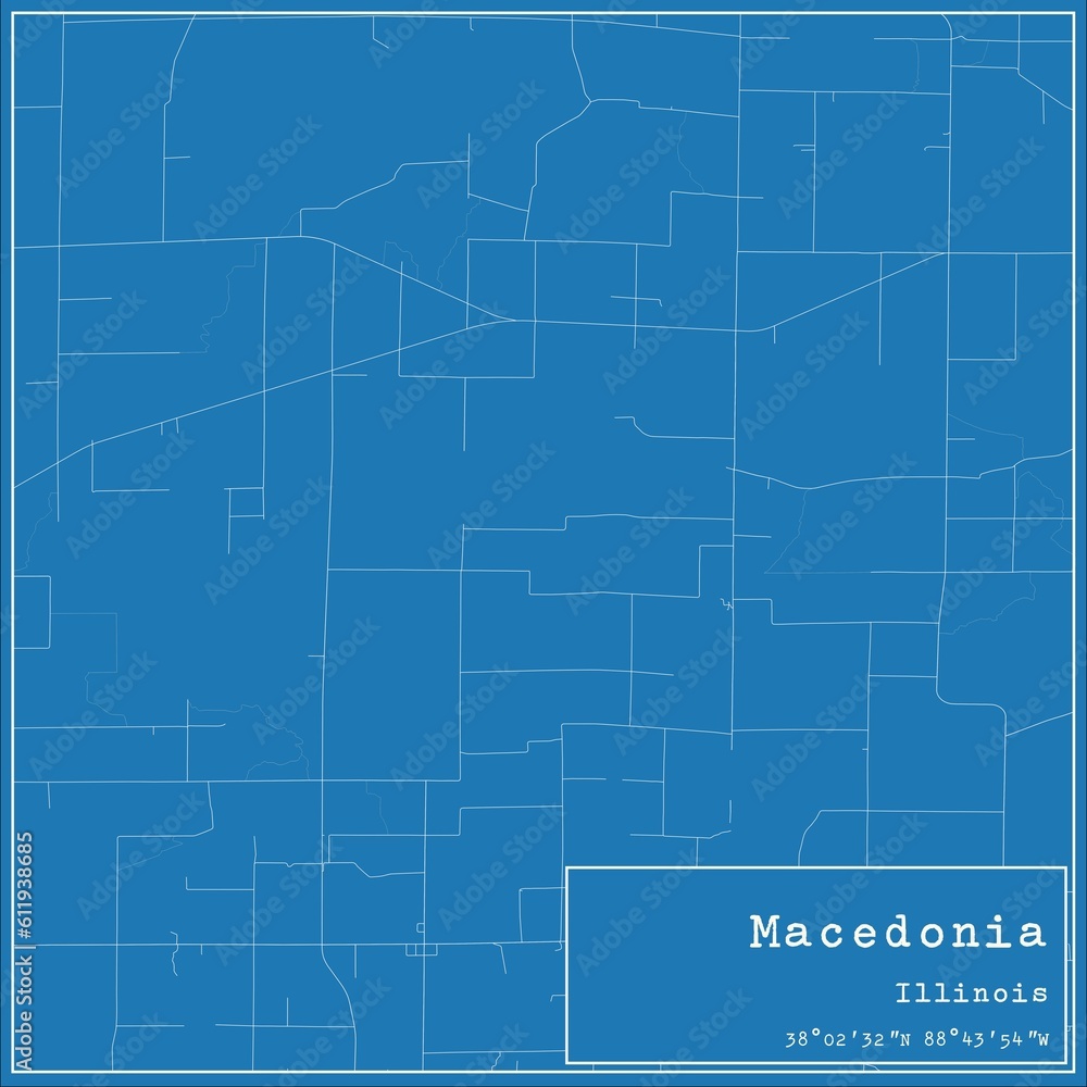 Blueprint US city map of Macedonia, Illinois. Blueprint US city map of Macedonia, Illinois.