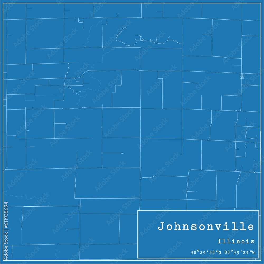 Blueprint US city map of Johnsonville, Illinois.