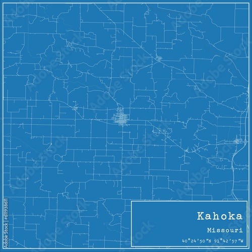 Blueprint US city map of Kahoka, Missouri.