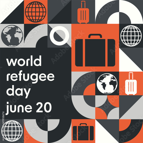World Refugee Day. June 20. Holiday concept. Template for background, banner, card, poster with text inscription. Vector EPS10 illustration.