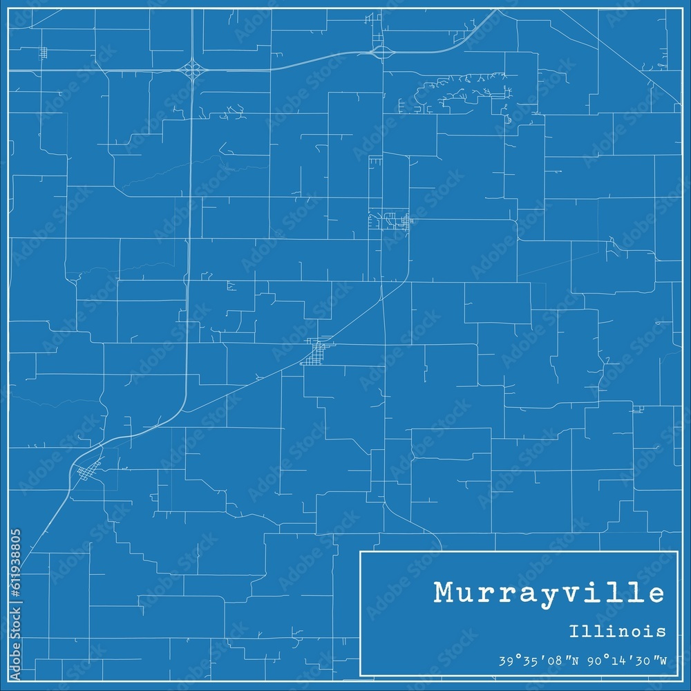 Blueprint US city map of Murrayville, Illinois.
