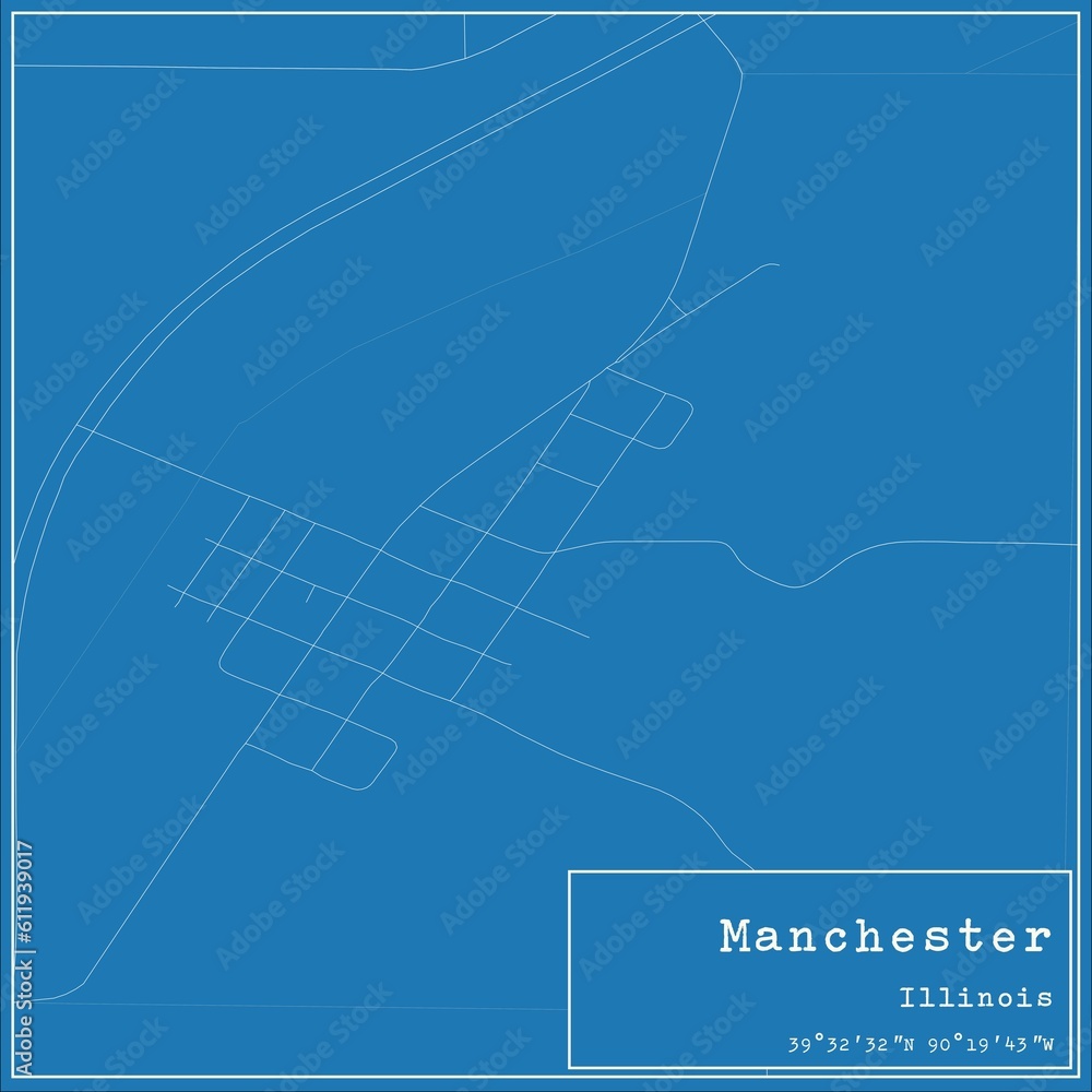Blueprint US city map of Manchester, Illinois.