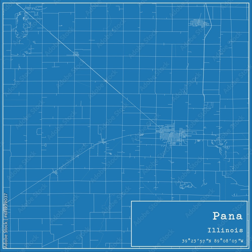 Blueprint US city map of Pana, Illinois. Blueprint US city map of Pana, Illinois.