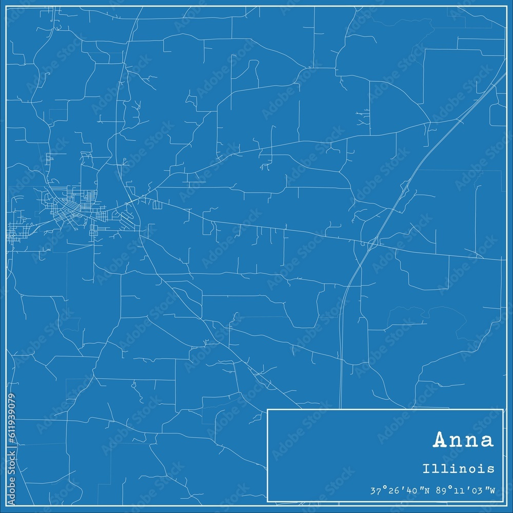 Fototapeta premium Blueprint US city map of Anna, Illinois.