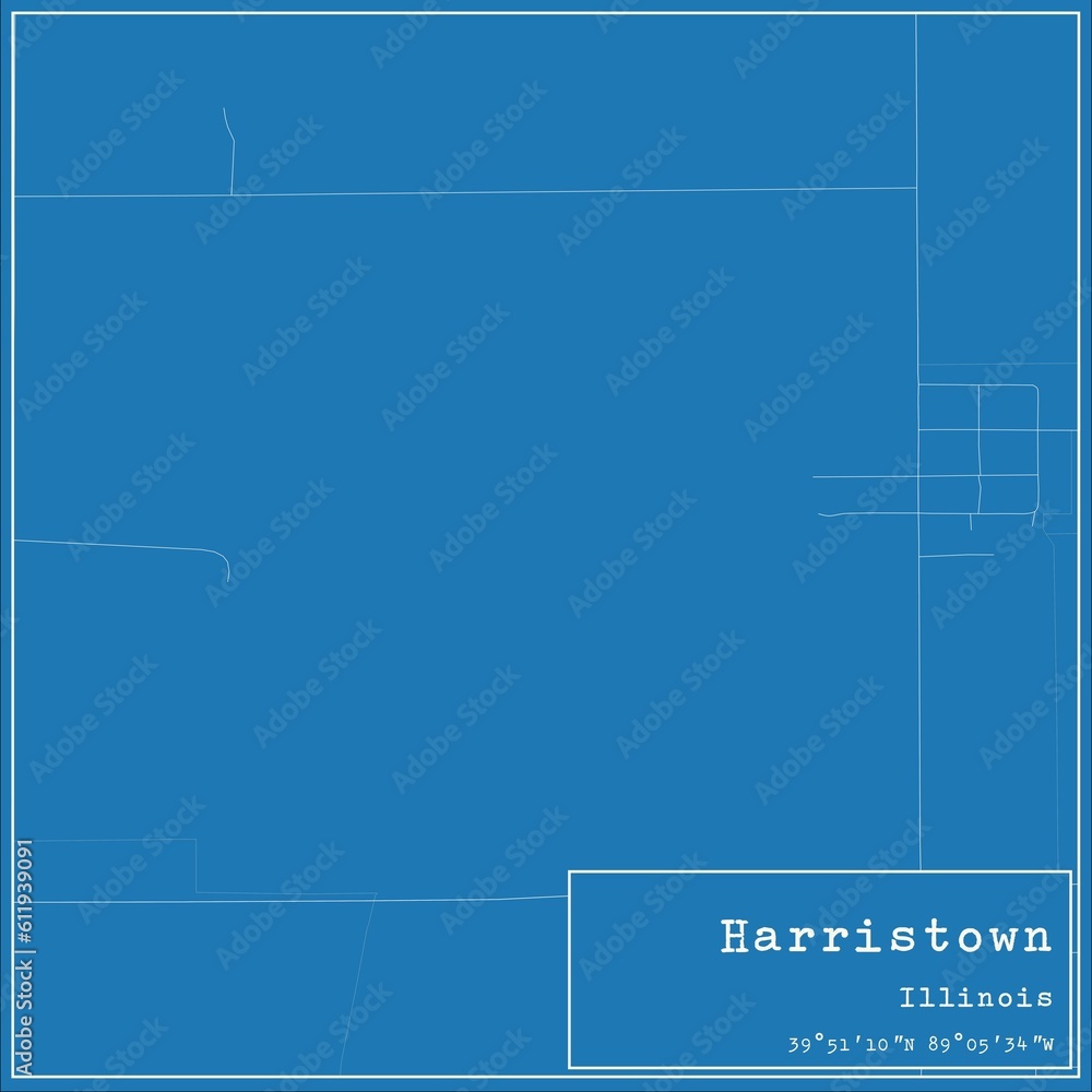 Naklejka premium Blueprint US city map of Harristown, Illinois.