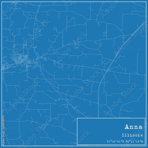 Blueprint US city map of Anna, Illinois. photo