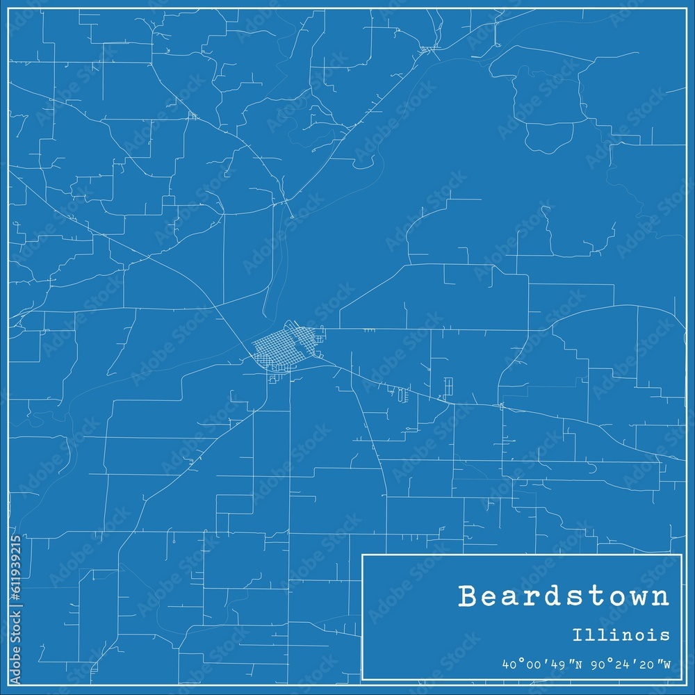 Fototapeta premium Blueprint US city map of Beardstown, Illinois.