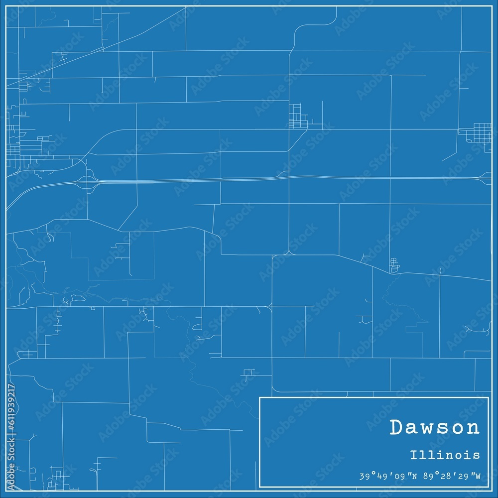 Blueprint US city map of Dawson, Illinois. Blueprint US city map of Dawson, Illinois.