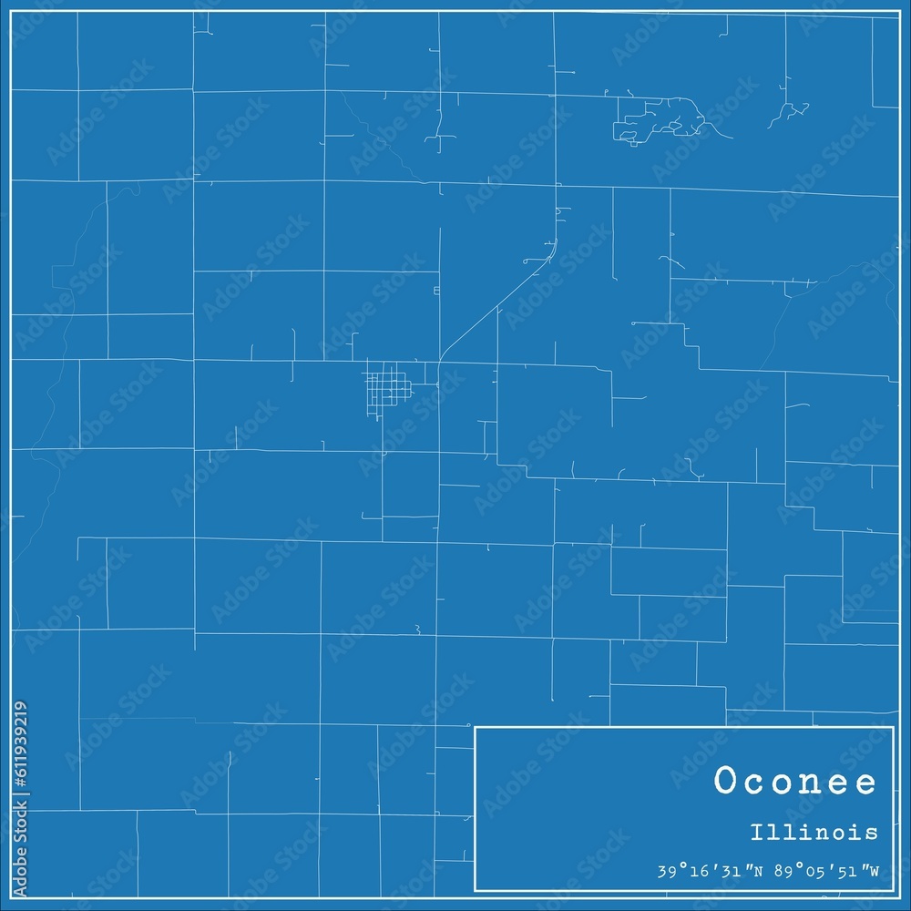 Blueprint US city map of Oconee, Illinois. Blueprint US city map of Oconee, Illinois.