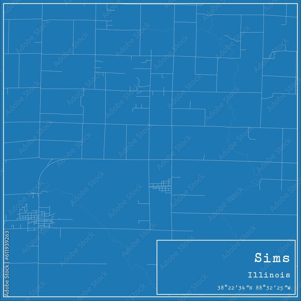 Blueprint US city map of Sims, Illinois. Blueprint US city map of Sims, Illinois.