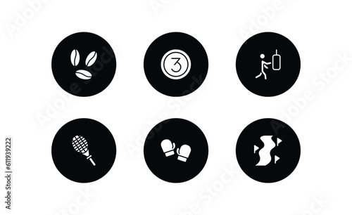 sports filled icons set. sports filled icons pack included brazilian, third, man punching, squash, boxing glove, slalom vector.
