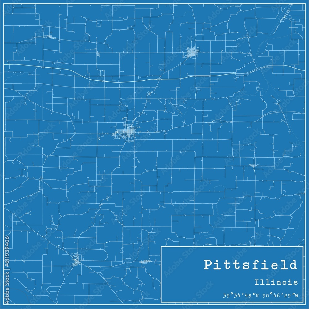 Obraz premium Blueprint US city map of Pittsfield, Illinois.