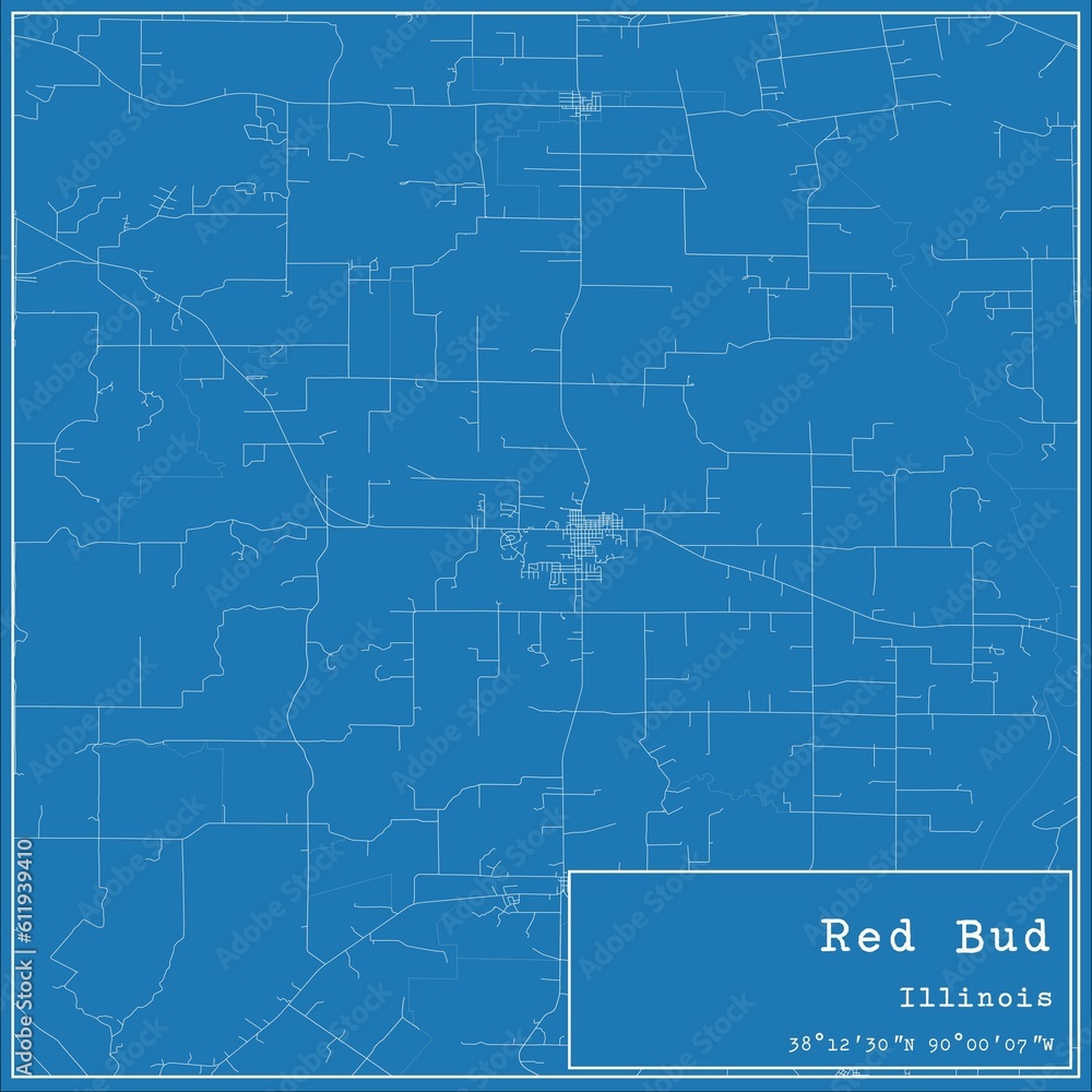 Blueprint US city map of Red Bud, Illinois.