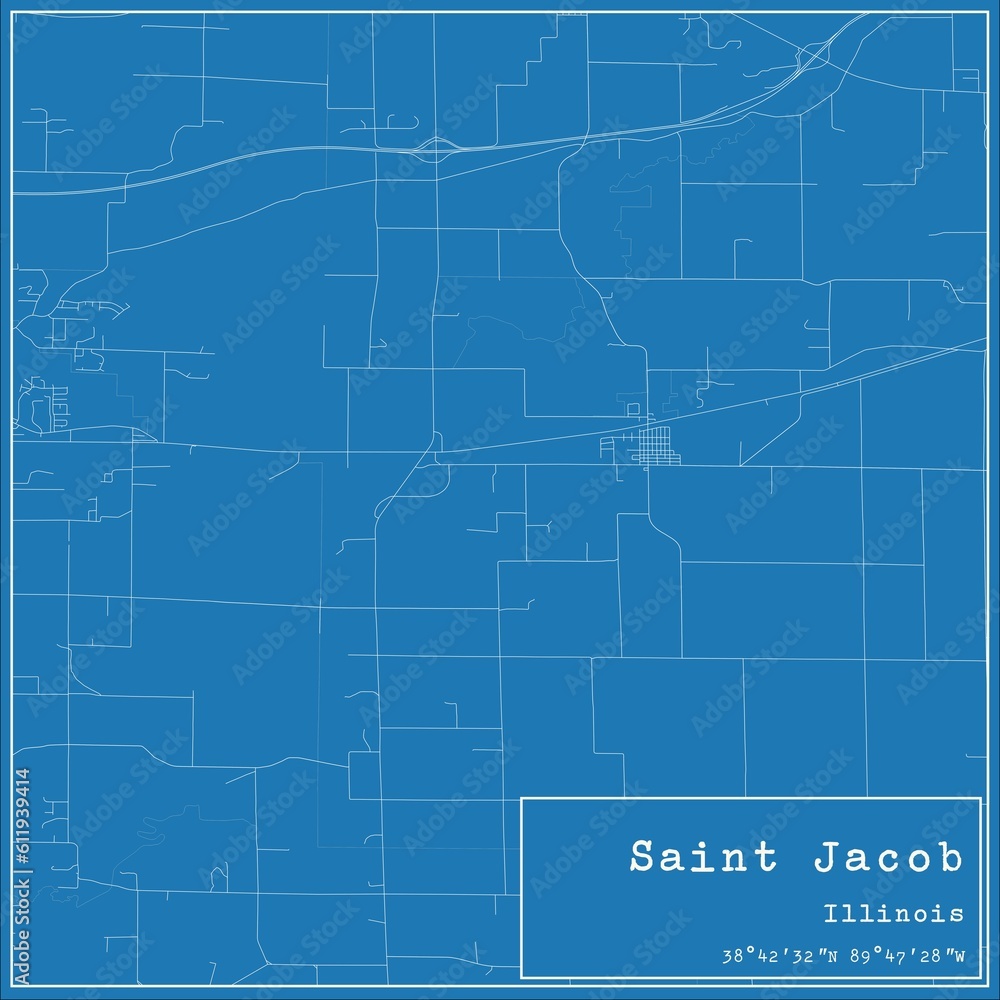 Blueprint US city map of Saint Jacob, Illinois.