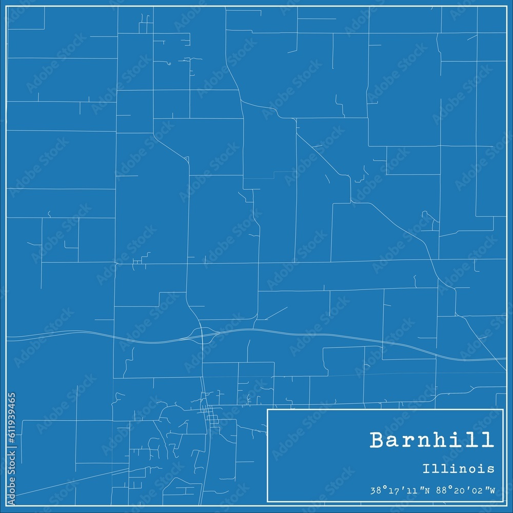 Blueprint US city map of Barnhill, Illinois.