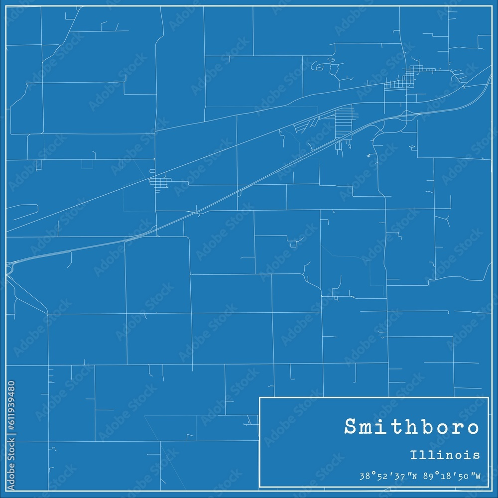 Blueprint US city map of Smithboro, Illinois.