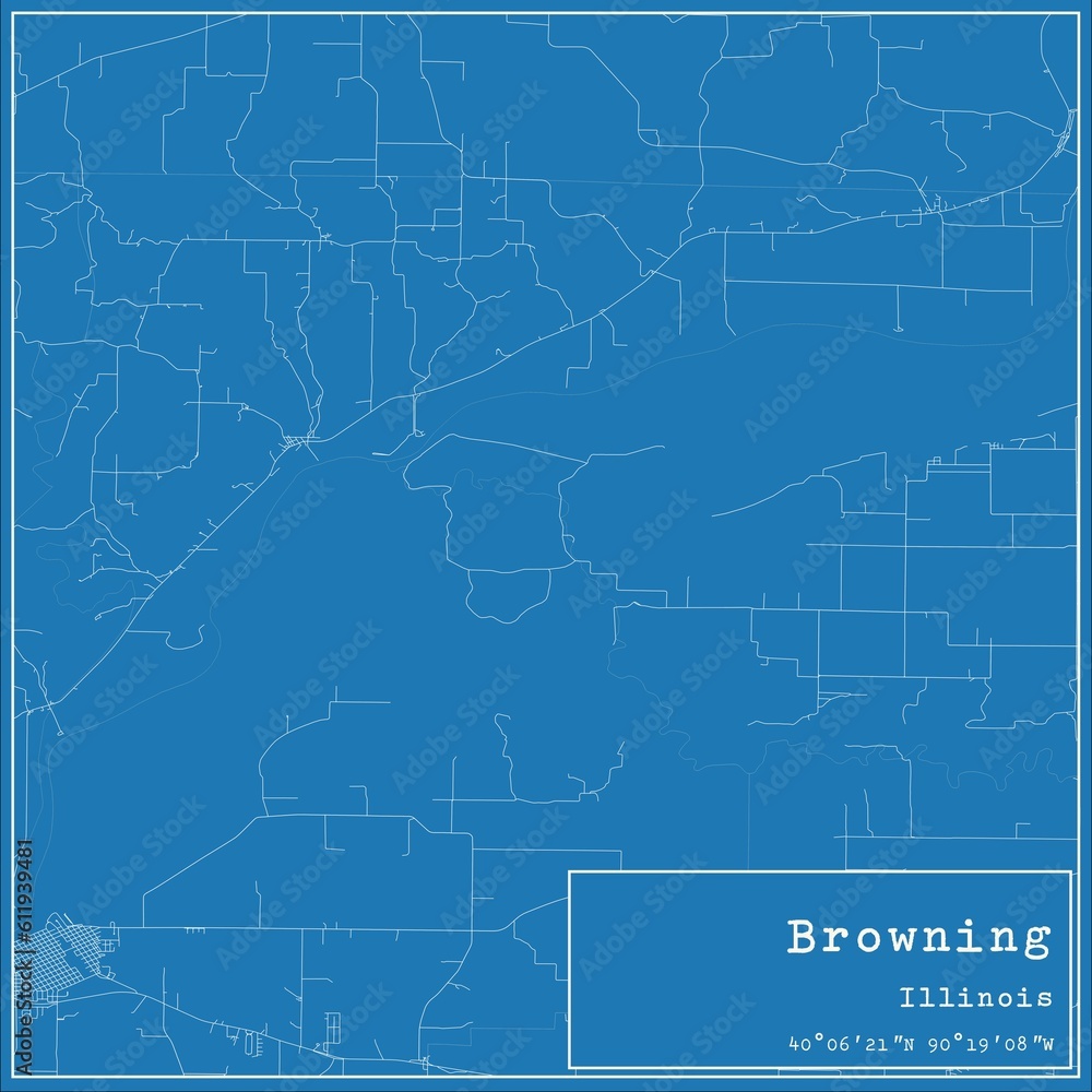 Blueprint US city map of Browning, Illinois.