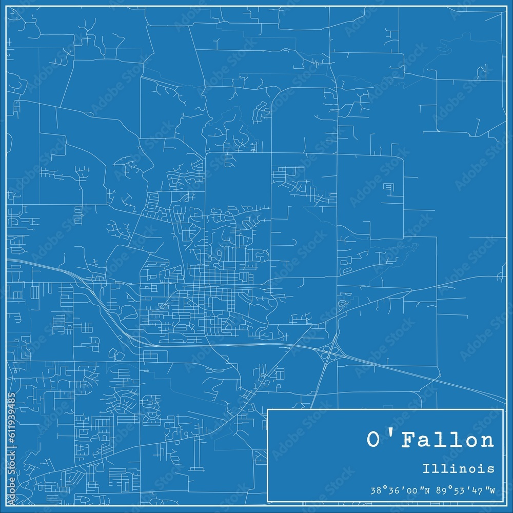 Fototapeta premium Blueprint US city map of O'Fallon, Illinois.