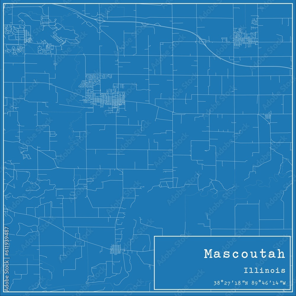 Obraz premium Blueprint US city map of Mascoutah, Illinois.
