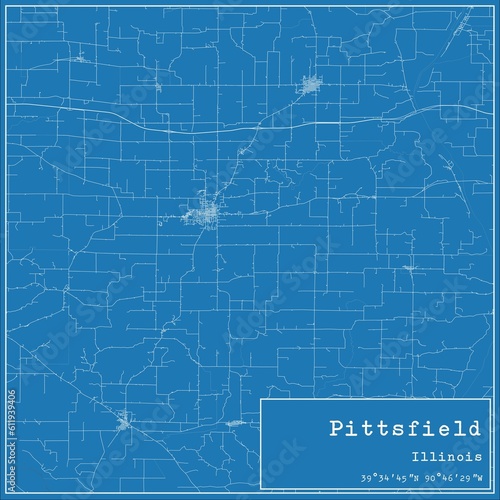 Blueprint US city map of Pittsfield, Illinois. photo
