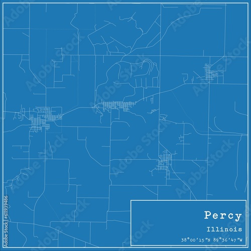 Wallpaper Mural Blueprint US city map of Percy, Illinois. Torontodigital.ca