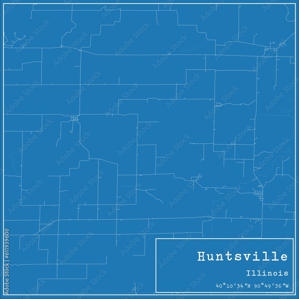 Fototapeta premium Blueprint US city map of Huntsville, Illinois.