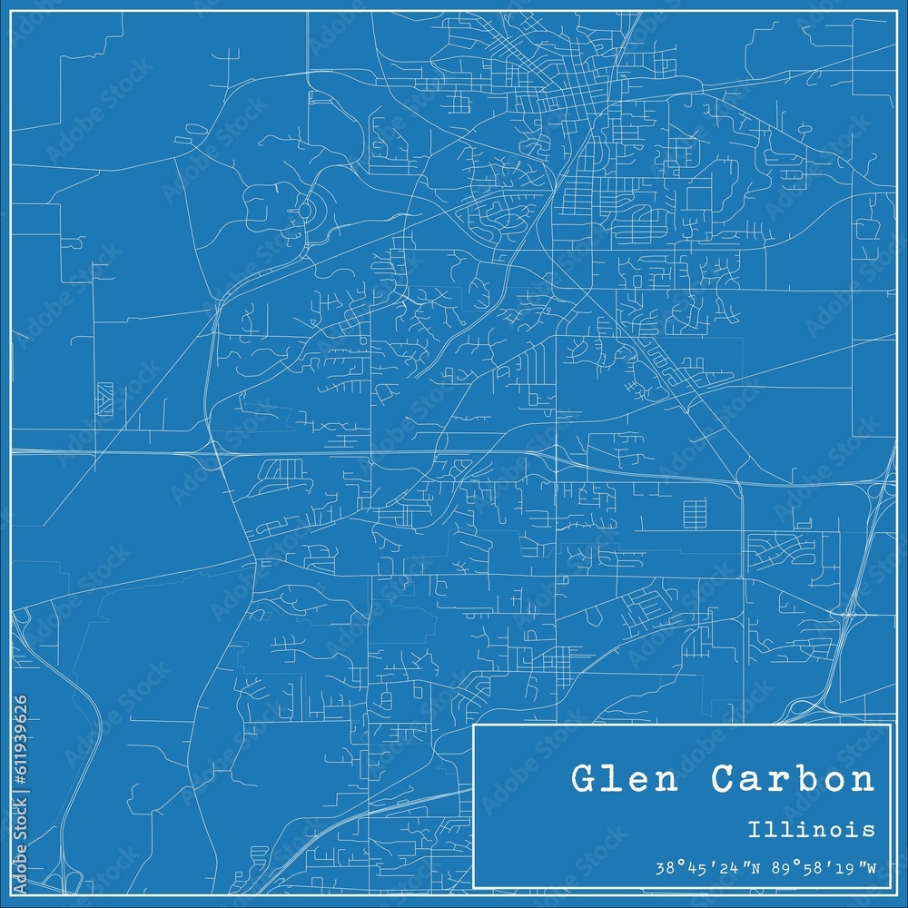 Blueprint US city map of Glen Carbon, Illinois. Blueprint US city map of Glen Carbon, Illinois.