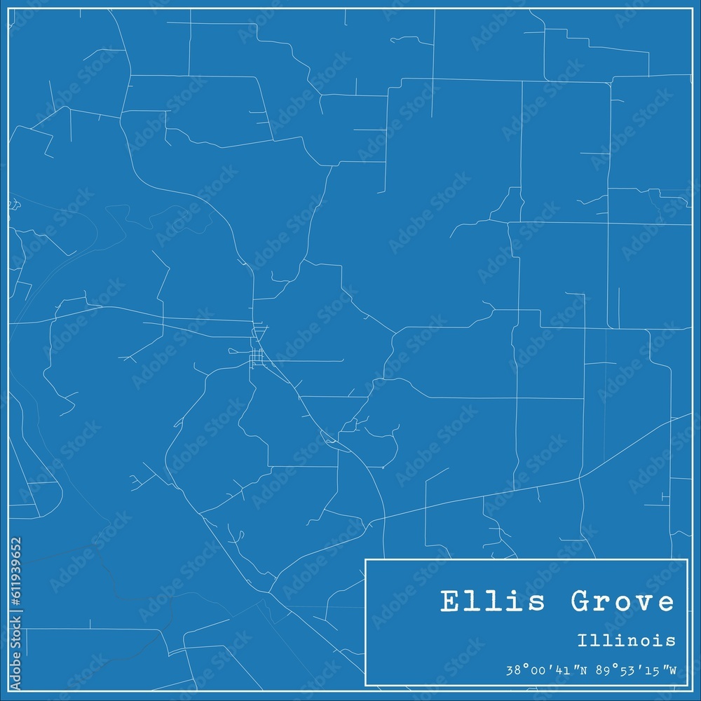 Blueprint US city map of Ellis Grove, Illinois.