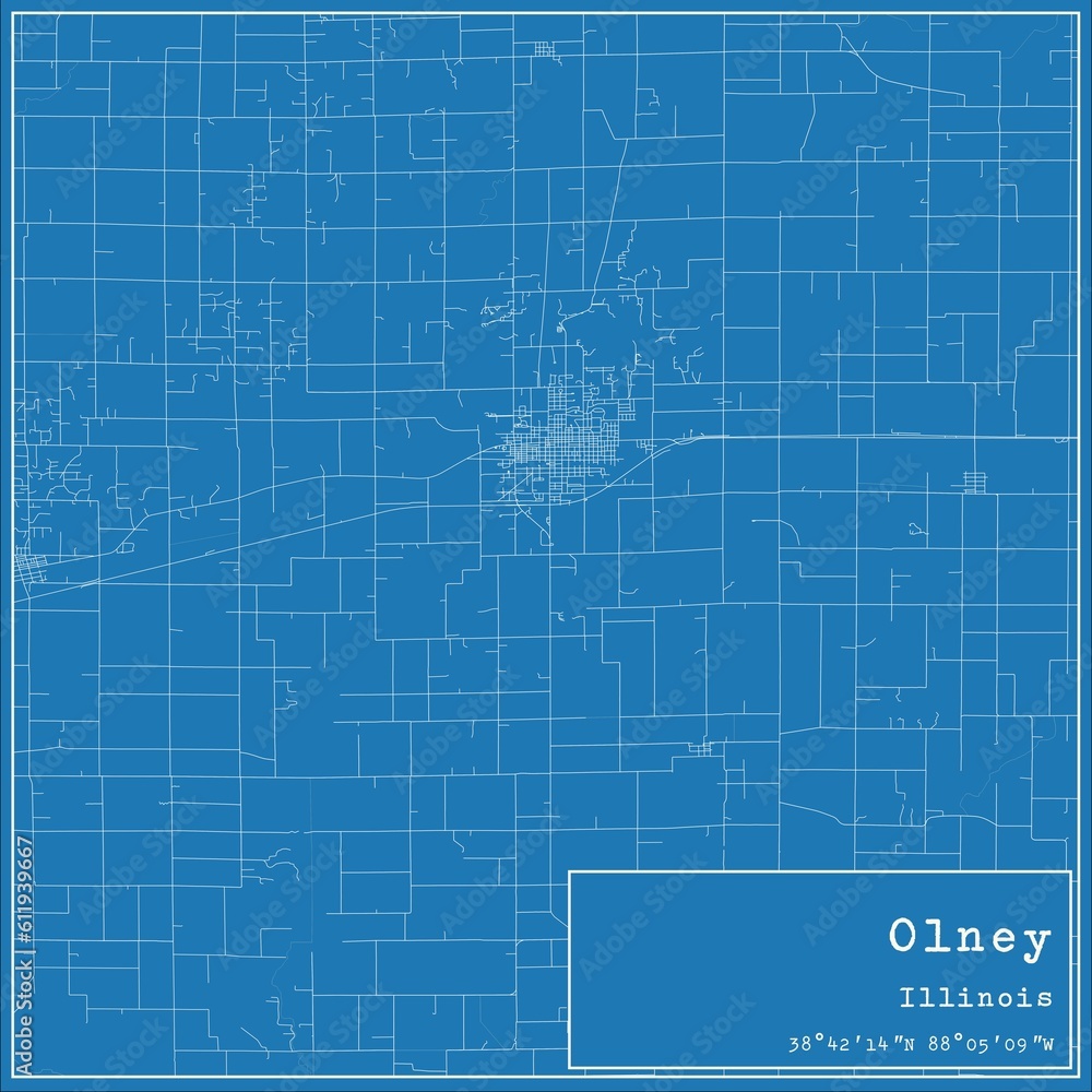 Obraz premium Blueprint US city map of Olney, Illinois.