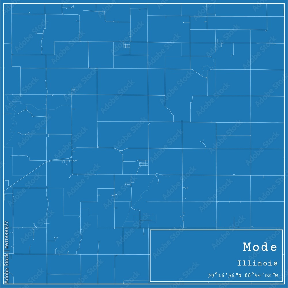 Blueprint US city map of Mode, Illinois.