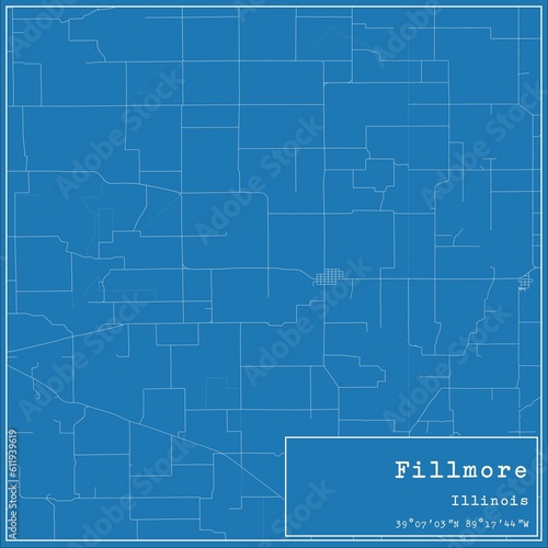 Blueprint US city map of Fillmore  Illinois.