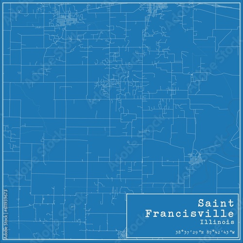 Blueprint US city map of Saint Francisville, Illinois. photo