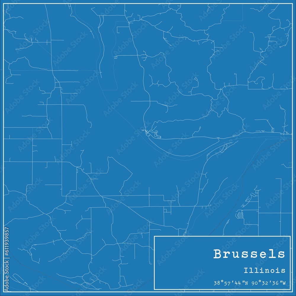 Fototapeta premium Blueprint US city map of Brussels, Illinois.