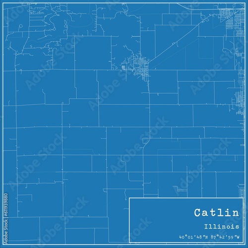 Blueprint US city map of Catlin, Illinois. photo