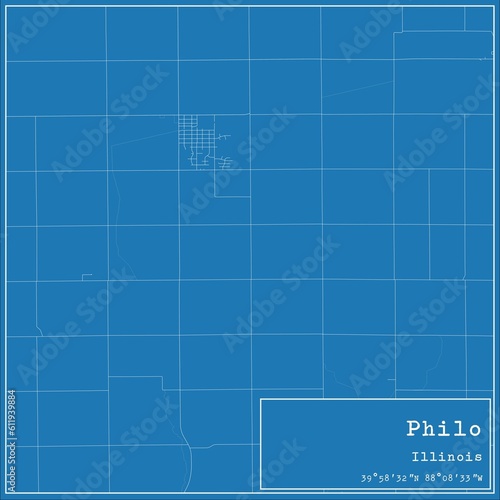 Blueprint US city map of Philo, Illinois. © Rezona